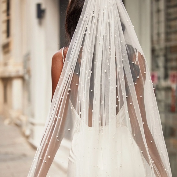Designer Ivory Pearl Cathedral Wedding Veil main image 13